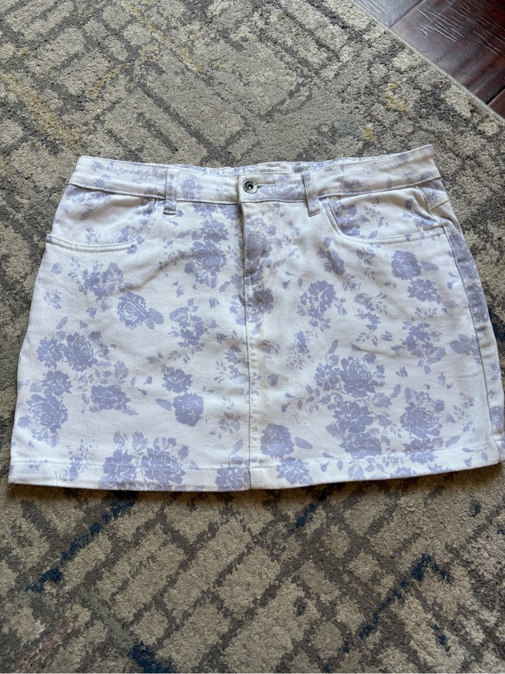 Floral Print Mini Skirt in Soft Lavender